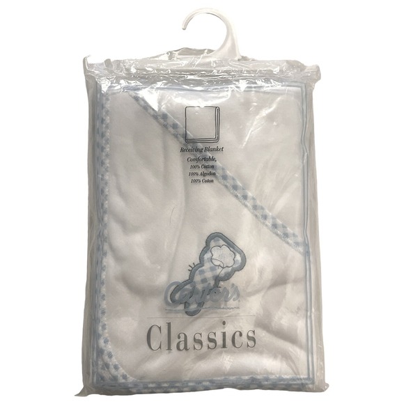 Carters Other - VTG 1990s Carter's Classics Blue Gingham Bunny Blanket NOS in Package 32x40 USA